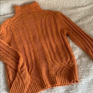 Orange Knit Turtle Neck Sweater